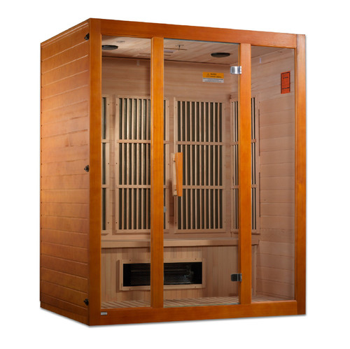 Golden Designs Maxxus 3-Person Corner Low EMF (Under 8MG) FAR Infrared Sauna (Canadian Hemlock)