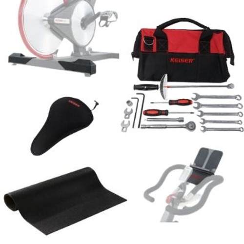 Keiser M3i Accessory Bundle: M Series Assembly and Maintenance Kit, Media Tray, Stretch Pads, Floor Mat, Gel Seat Cover