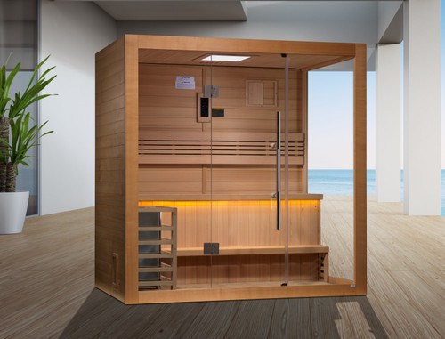 Golden Designs "Forssa Edition" 3 Person Indoor Traditional Sauna (GDI-7203-01) - Canadian Red Cedar Interior