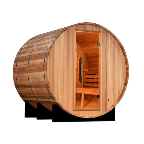 Golden Designs "Uppsala" 4 Person Barrel Traditional Steam Sauna - Canadian Red Cedar