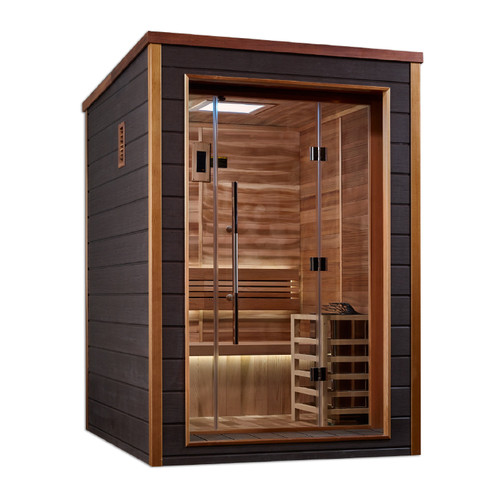 Golden Designs Narvik 2 Person Outdoor Traditional Sauna (GDI-8202-01) - Canadian Red Cedar Interior