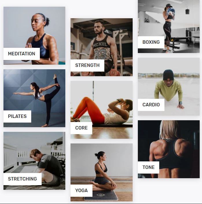 A collage of people doing different types of exercises