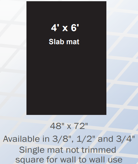 A picture of a slab mat that is 48 x 72