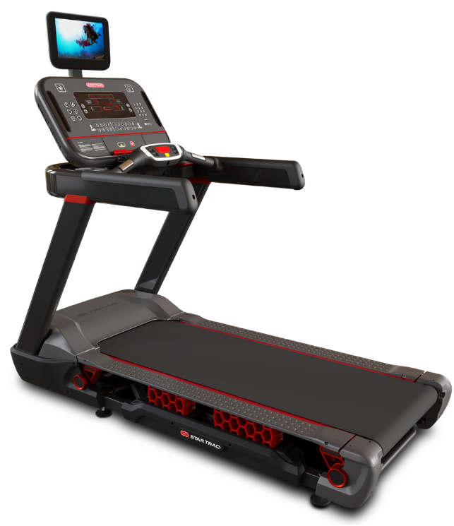 A treadmill that says star trac on it