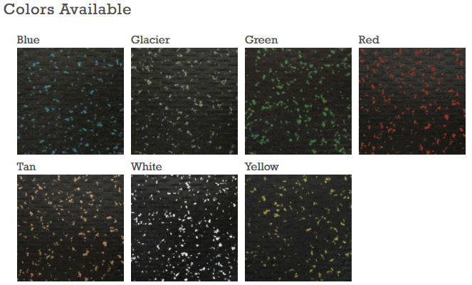 A graphic showing different colors of rubber flooring