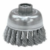  Single Row Heavy-Duty Knot Wire Cup Brush, 2-3/4 in dia, 5/8-11 UNC, 0.02 Steel Wire