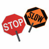 Safety Paddle, STOP/SLOW, White Letters on Red/ Black Letters on Orange, Nonreflective Aluminum, 8 in Wood Handle