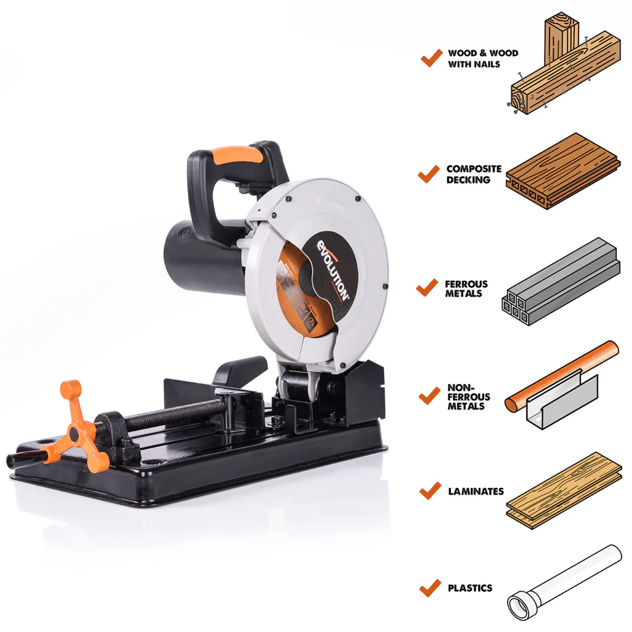 Evolution RAGE4: Multi-Material Cutting Chop Saw With 7-1/4 in. Blade
