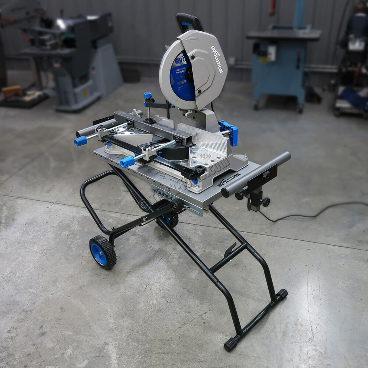 Evolution EVOMAX Dual Mitering TCT Chop Saw with Portable Stand Bundle Evolution EVOMAX Dual Mitering TCT Chop Saw with Portable Stand Bundle