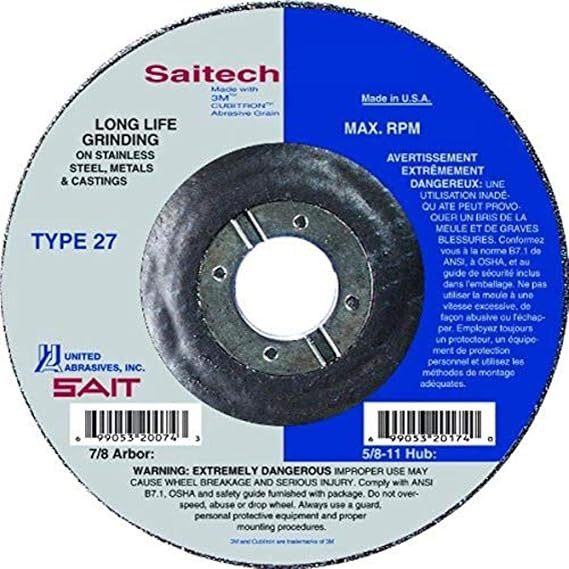 UNITED ABRASIVES-SAIT 22284 Abrasive Pipeline Type 27 7 inch Alumina