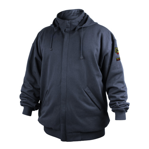 Navy Blue AR/FR Cotton Full-Zip Hooded Sweatshirt