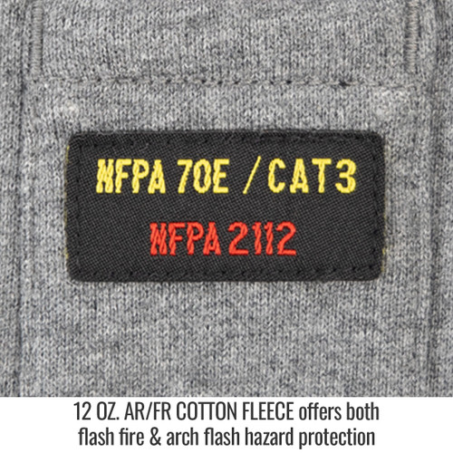 12 oz. AR/FR Cotton Pullover Hooded Sweatshirt, Gray