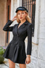 collared buttoned belted black blazer mini dress