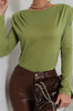 knitted crewneck long sleeve padded shoulder top