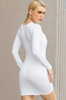 long sleeve cutout white ruched bodycon mini dress