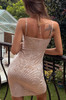 sleeveless backless cutout ribbed beige velvet bodycon mini dress