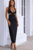 black open back side cutout maxi dress