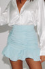 high waist ruched fishtail cotton mini skirt
