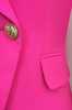 gold button double breasted blazer hot pink