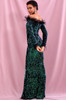 Selena Sequin Feather Maxi Dress