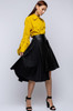 Asymmetric Pleated Faux Leather Midi Skirt