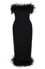 Black Strapless Feather Trim Maxi Dress