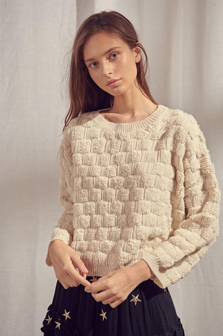 BASKET WEAVE DETAILED KNITTED TOP - ニット/セーター