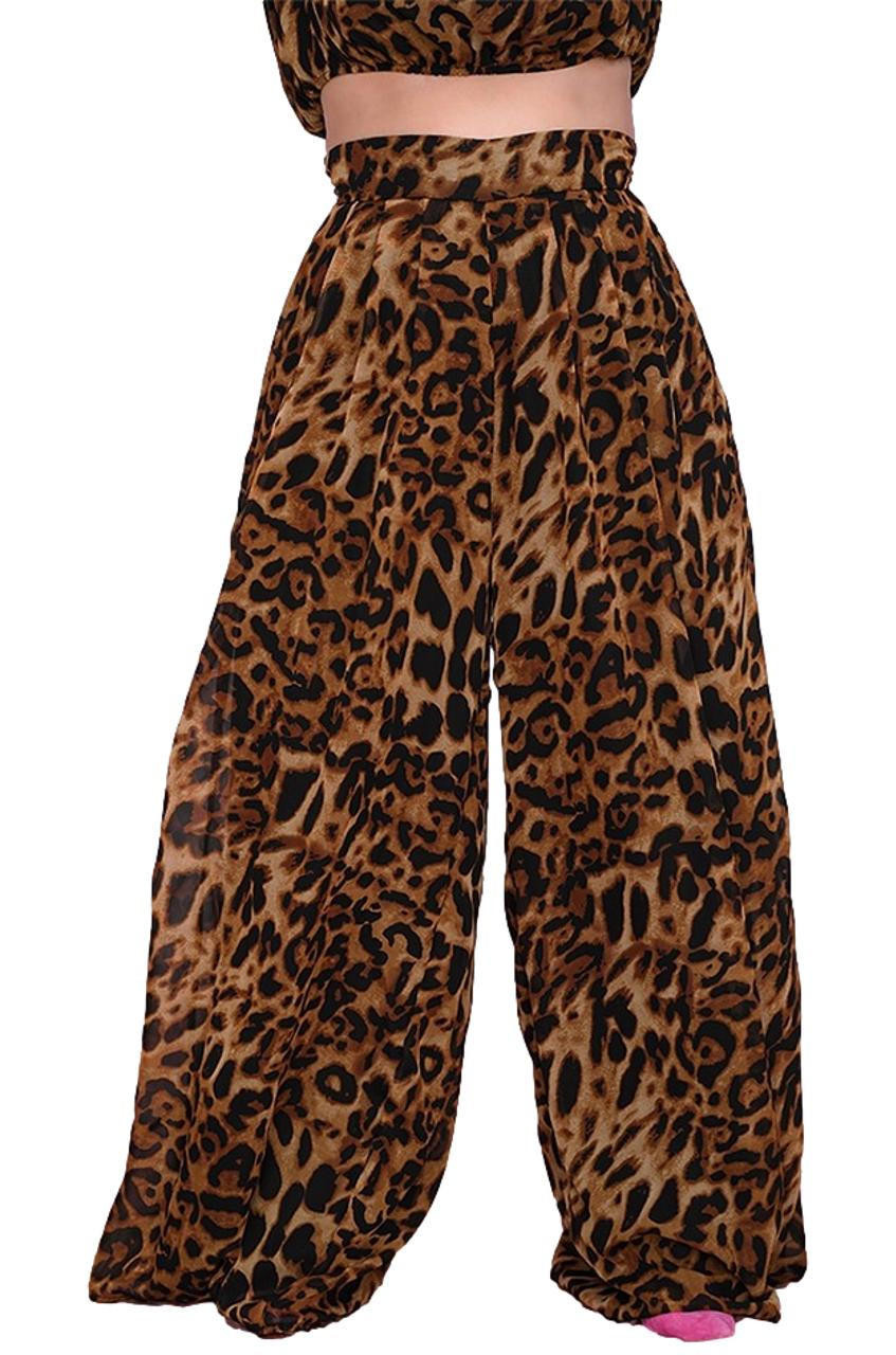 Plus Size Leopard Wide Leg Pants