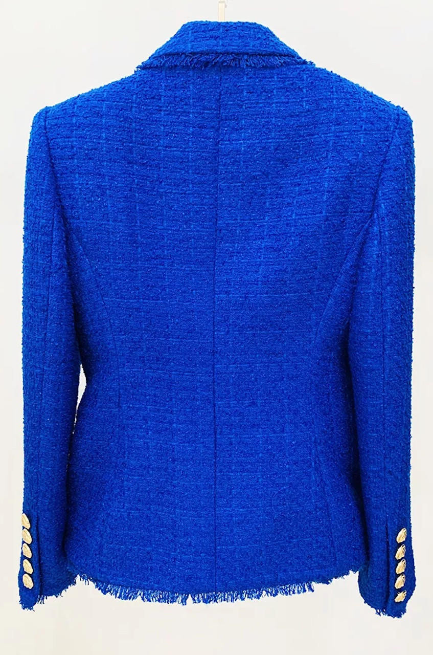 Louis Vuitton Tricolor Bouclé Tweed Blazer Deep Navy. Size 38