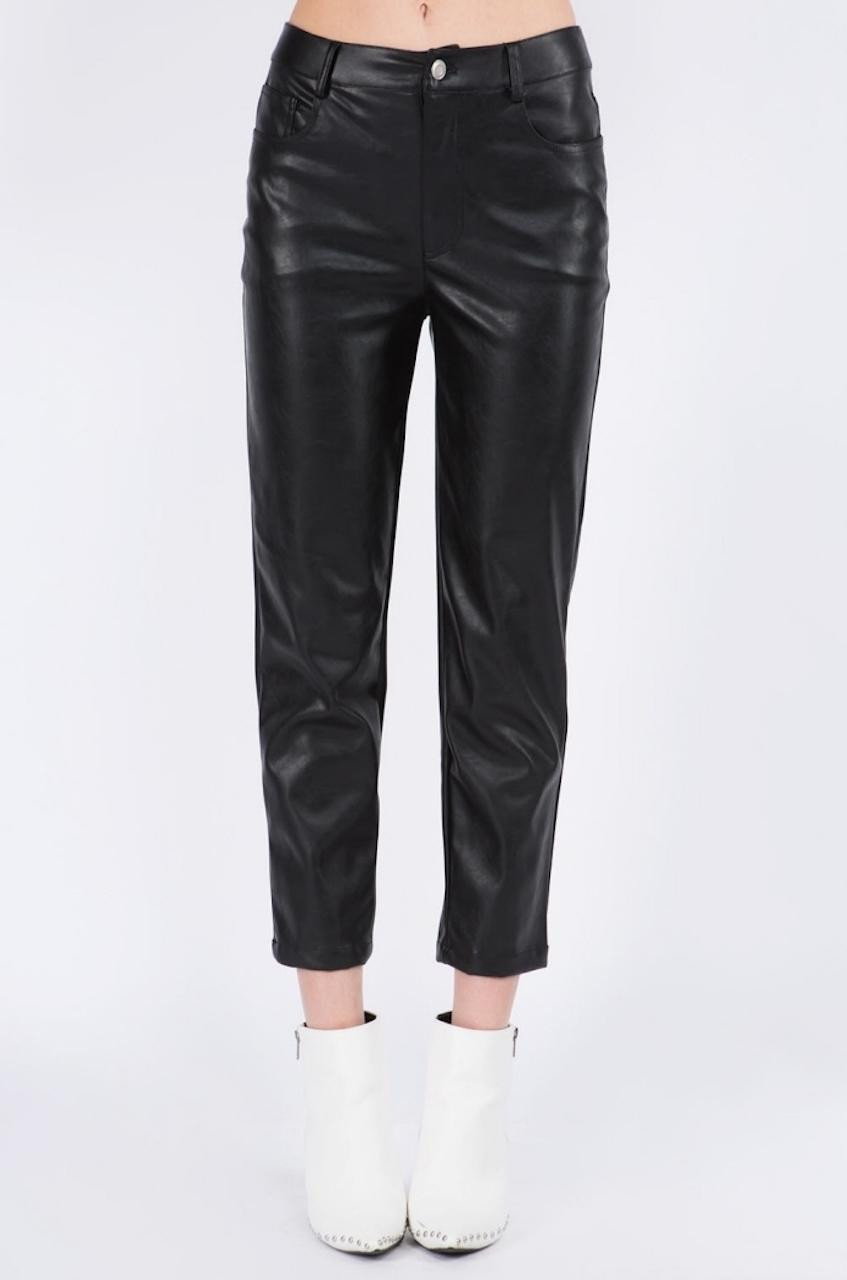 Faux Leather Cropped Pants