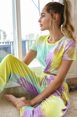 tie-dye twist detail two piece lounge set