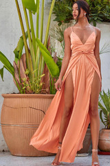 sleeveless backless x-cross double split maxi dress