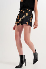 lightweight high waist tapered tiger print shorts