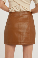 high waist panelled a-line faux vegan leather mini skirt