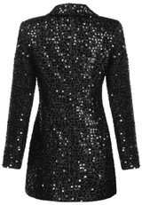 black sequin mini blazer dress