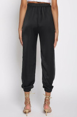 sheer side satin jogger pants