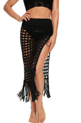 see through crotchet beach midi skirt with drawstring closure