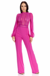 Long Sleeve Mesh Crotchet Jumpsuit