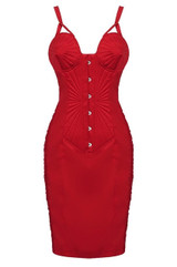 Red Valentine Cone Bra Bustier Mini Dress