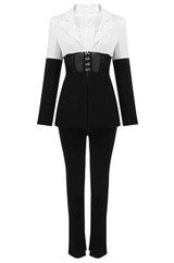 Kiara Black & White Corset Blazer Pants Set