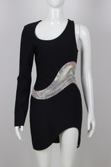 Wave Embellished One-Shoulder Minidress
