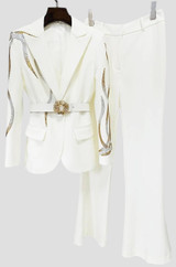 Zoha Rhinestone Embellished Belted Pantsuit