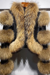 Fur Trim Crop Leather Jacket Matte Black