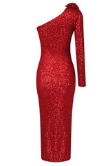 Diva Red Sequin Midi Dress