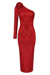 Diva Red Sequin Midi Dress