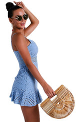 Blue cotton summer mini dress