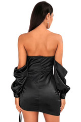 Off shoulder black mini bodycon dress