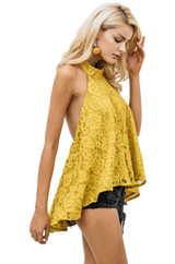 Yellow Lace Halter Neck Top