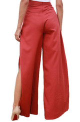 Brick high waist high slit wide leg pants