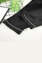 black satin pajamas sleepwear set with crop top